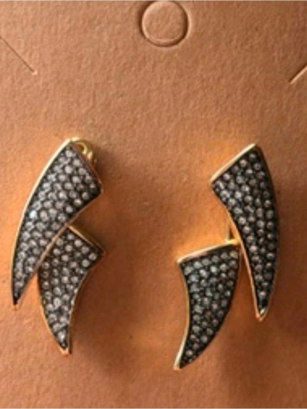 Stella & Dot Horn Rhinestone Pave Ear jackets - Gold-Tone & Clear Crystal